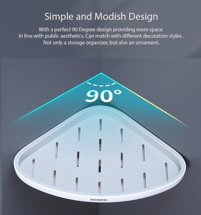 Ecoco Bathroom Corner Shower Shelf Corner Shower Caddy Shower Storage Organizer Wall Mounted for Bathroom, Kitchen, Toilet Grey 6