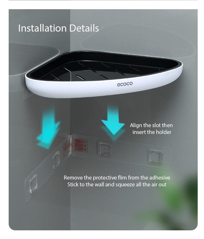 Ecoco Bathroom Corner Shower Shelf Corner Shower Caddy Shower Storage Organizer Wall Mounted for Bathroom, Kitchen, Toilet Grey 7