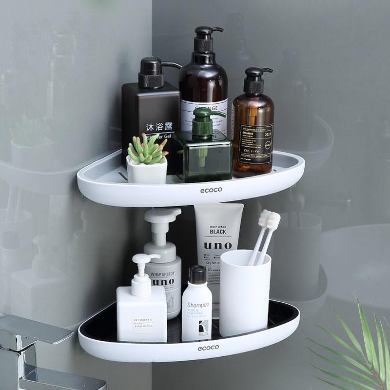Ecoco Bathroom Corner Shower Shelf Corner Shower Caddy Shower Storage Organizer Wall Mounted for Bathroom, Kitchen, Toilet Grey 8