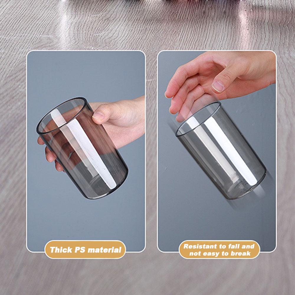 Ecoco Wall-Mounted Toothbrush Holder with 4 Cups and 4 Toothbrush Slots Toiletries Bathroom Storage Rack Grey 9