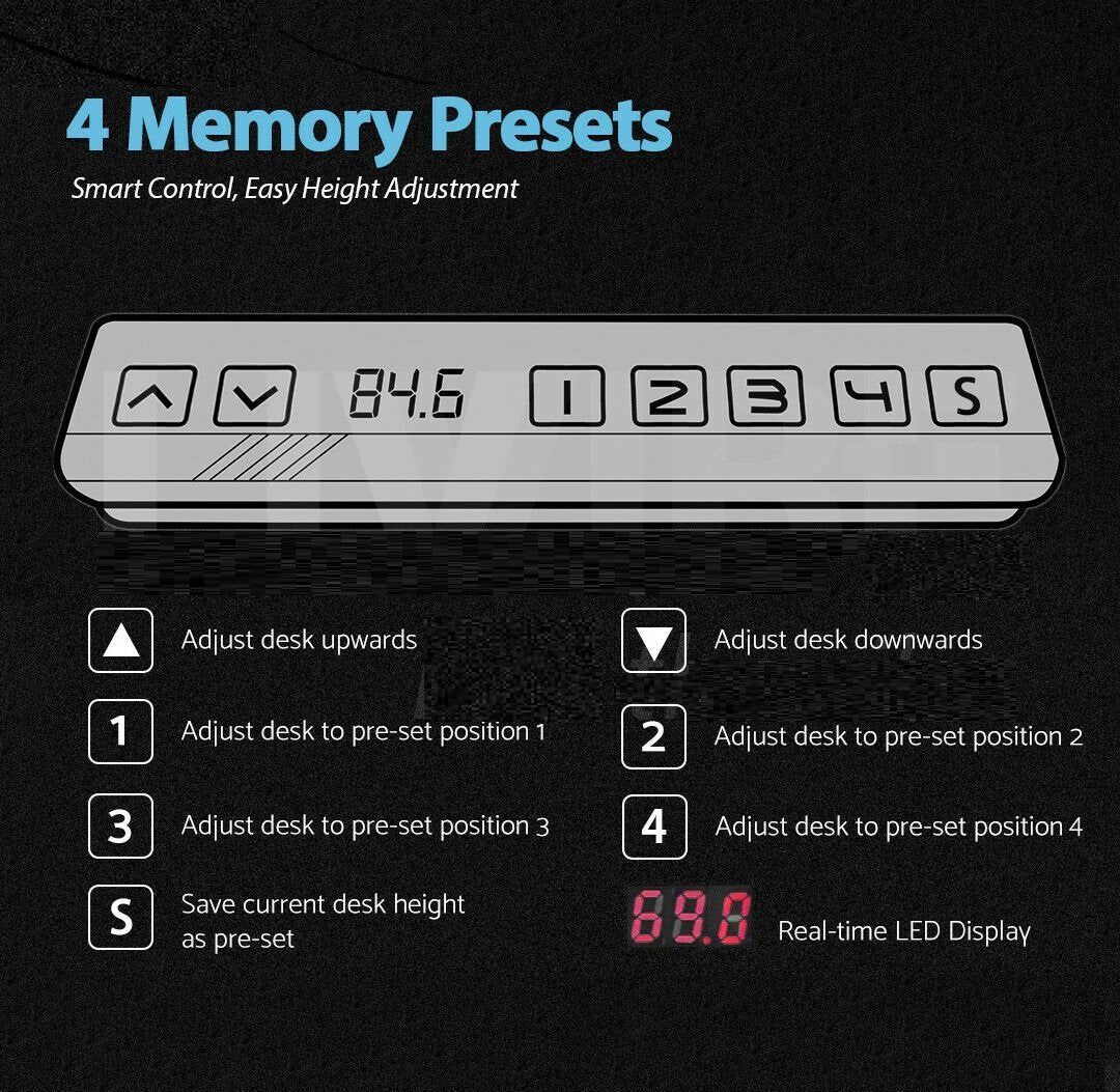 Standing Desk Height Adjustable Sit Stand Motorised Single Motor Frame Black Only 3