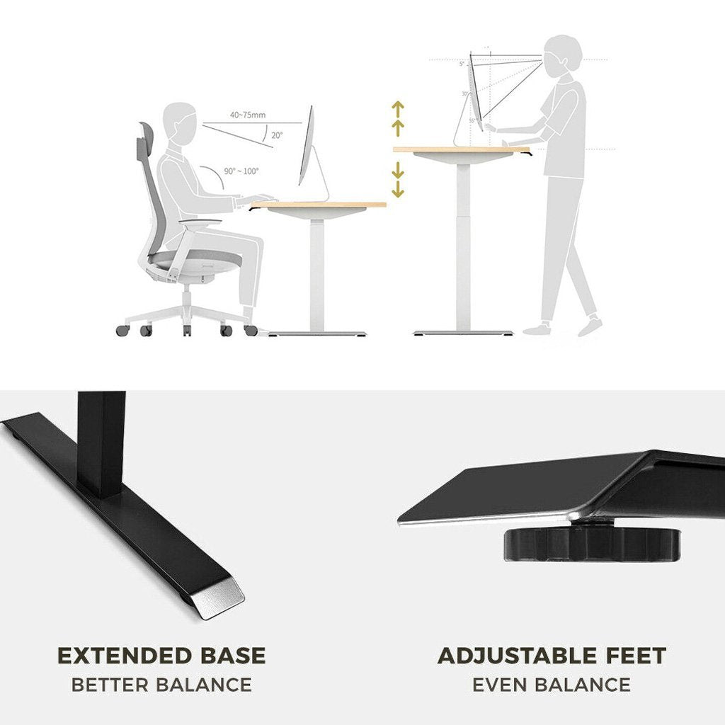 Standing Desk Height Adjustable Sit Stand Motorised Single Motor Frame Black Only 7