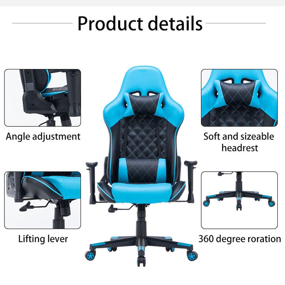 Gaming Chair Ergonomic Racing chair 165° Reclining Gaming Seat 3D Armrest Footrest Pink White 4