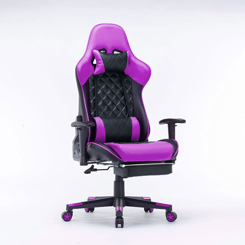 Gaming Chair Ergonomic Racing chair 165° Reclining Gaming Seat 3D Armrest Footrest Pink White 6