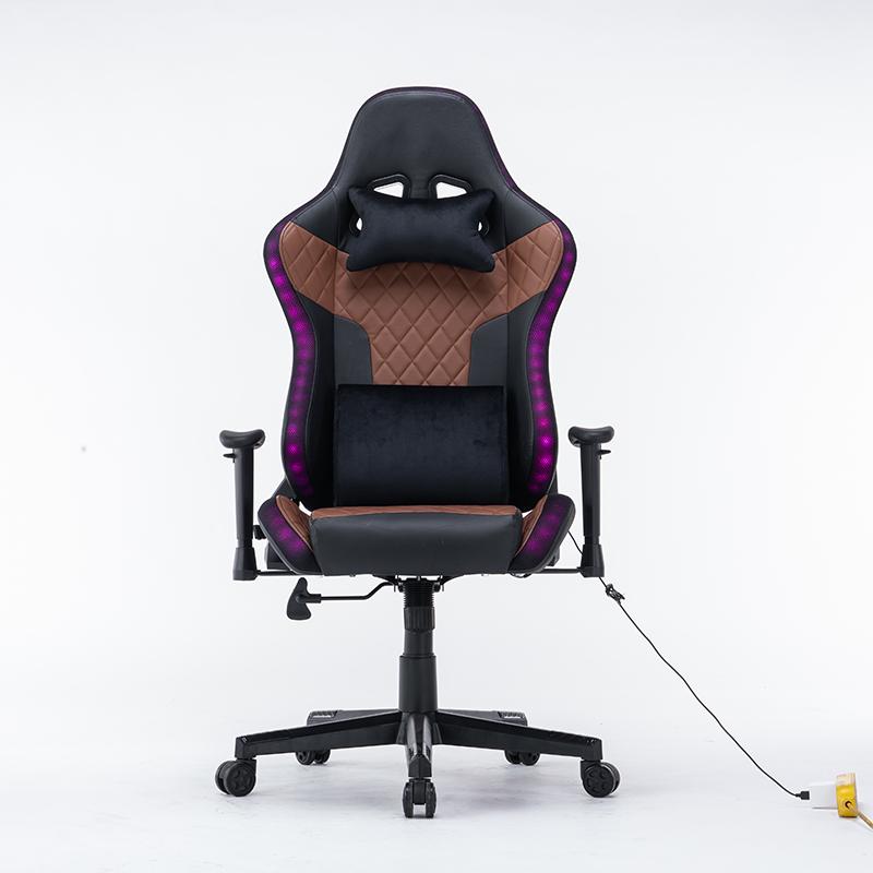 7 RGB Lights Bluetooth Speaker Gaming Chair Ergonomic Racing chair 165° Reclining Gaming Seat 4D Armrest Footrest Black 6