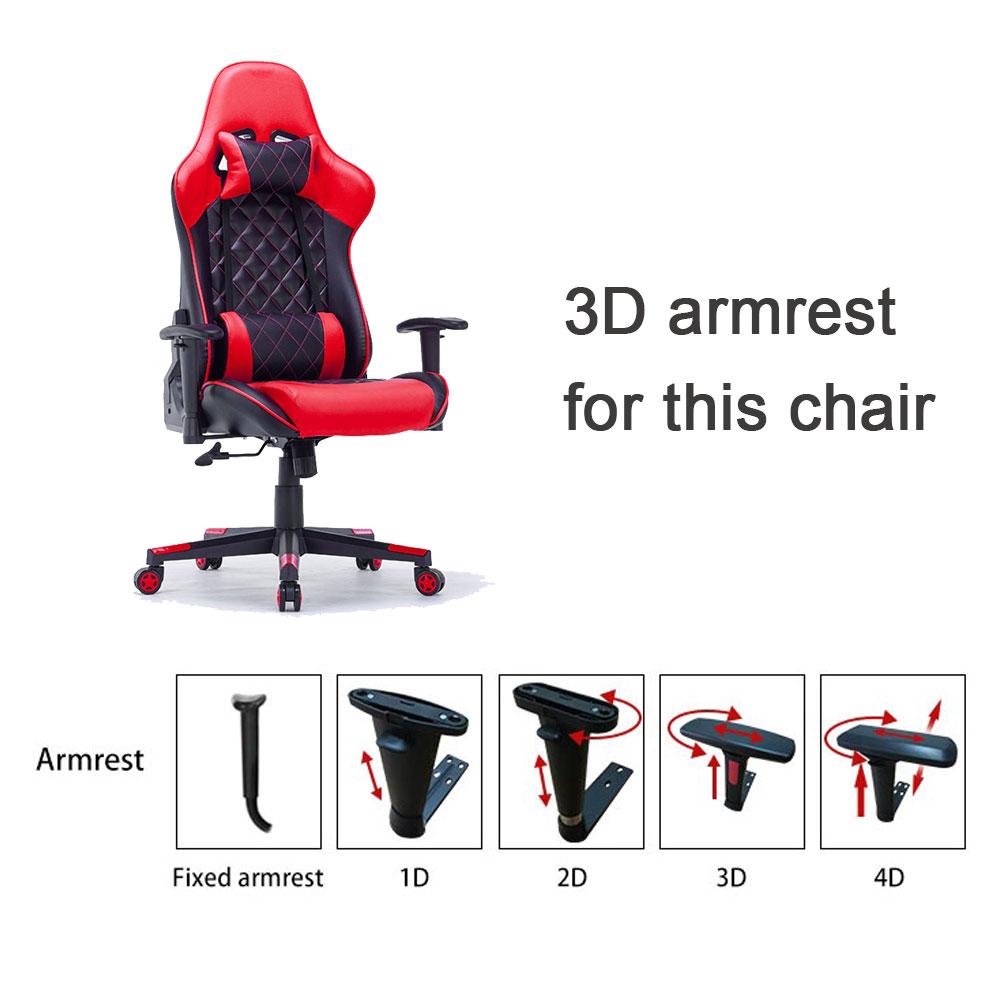 Gaming Chair Ergonomic Racing chair 165° Reclining Gaming Seat 3D Armrest Footrest Pink White 6