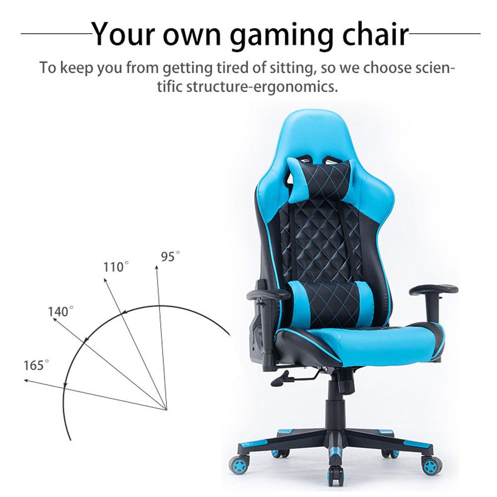 Gaming Chair Ergonomic Racing chair 165° Reclining Gaming Seat 3D Armrest Footrest Pink White 7