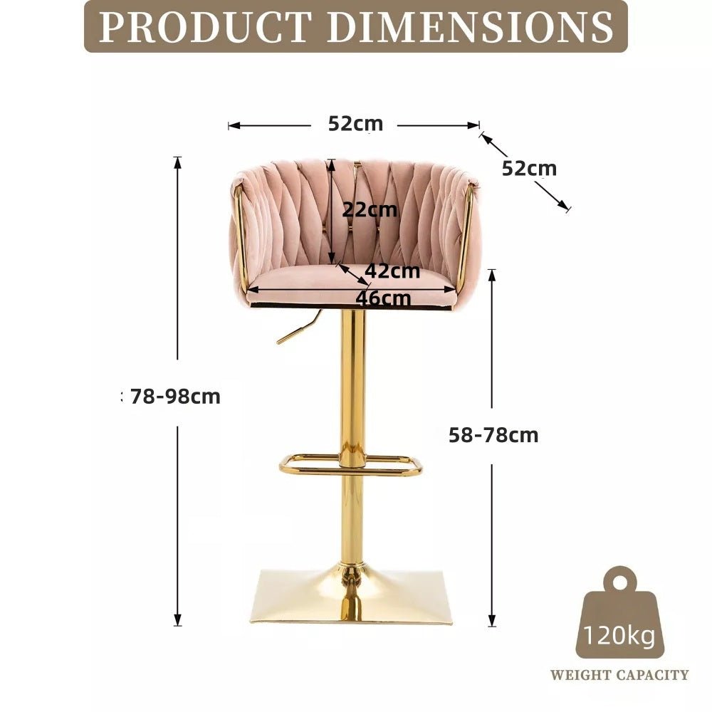 SERENITà Modern Velvet Breakfast Bar Stools Swivel Barstools Adjustable Counter Stools with Backrest Set of 2 Pink 8