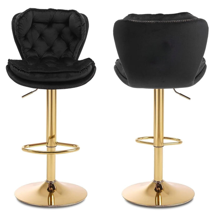 SERENITà Swivel Bar Stools Set of 2 Counter Height Barstools with Back Velvet Upholstered Adjustable Stool Chair Mid Century Modern Bar Stool for Kitchen Island (Black) 4