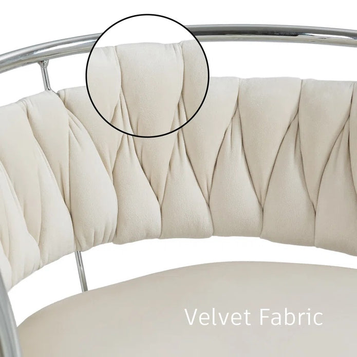 SERENITà Silver Swivel Upholstered Velvet Adjustable Height Counter Stool with Metal Frame White (Set of 2) 3