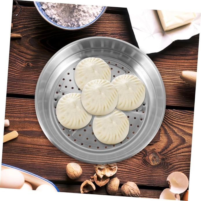 Housoutile 34cm Wok Steamer Dumpling Steamer Steaming Basket for Pot Dedicated Silver Accessories Stainless Steel Basket 5
