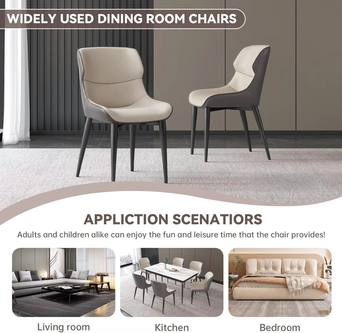 Orange Brown Italian Minimal List Dining Chairs PU Retro Chair Cafe Kitchen Modern Metal Legs x2 5