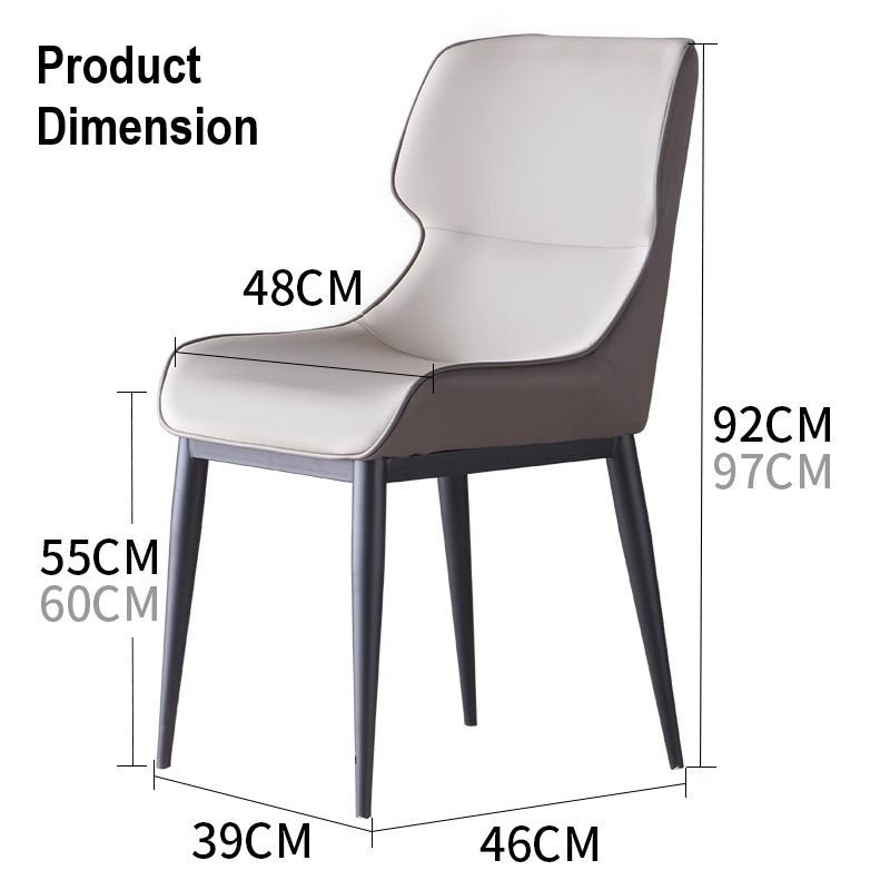 Light Grey Italian Minimal List Dining Chairs PU Retro Chair Cafe Kitchen Modern Metal Legs x2 6