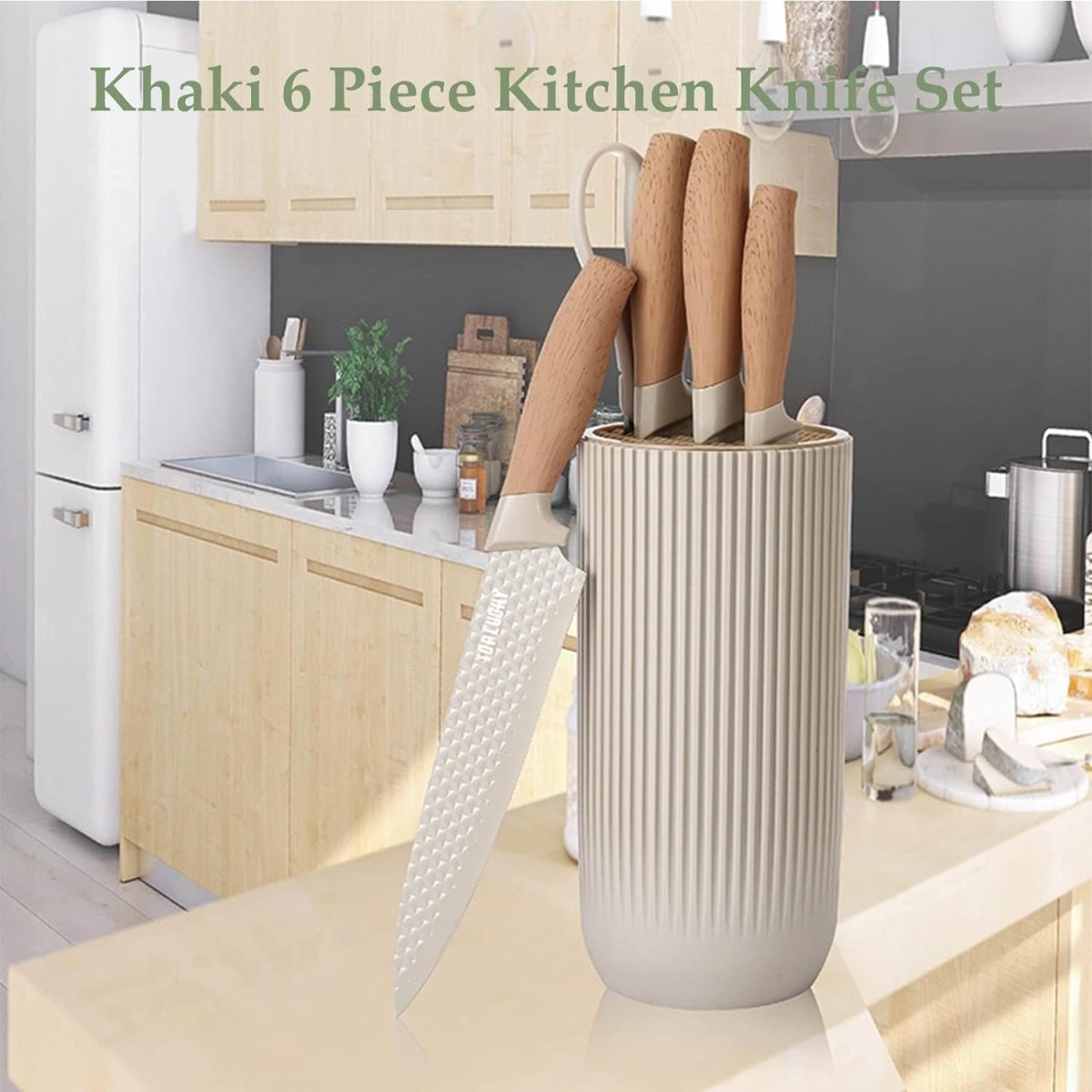 6-Piece Kitchen Knife Set Non-Stick Stainless Steel Blades with Universal Knife Block 9