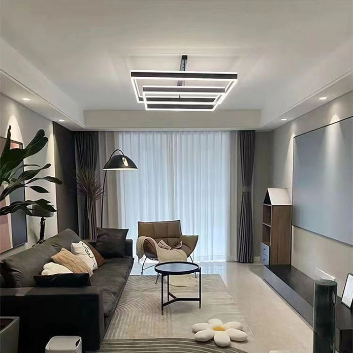 Modern Minimalist Square Pendant Light Adjustable LED Chandelier Triple Layer(corner base) 8