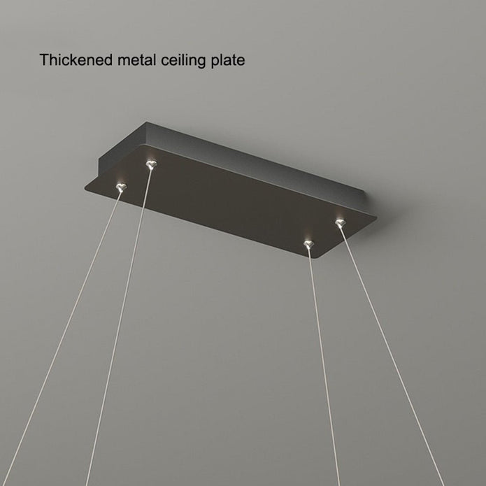 Modern Minimalist Oval Pendant Light Adjustable LED Chandelier Black 4