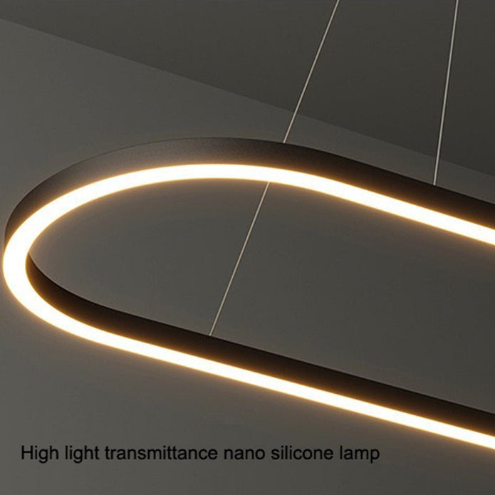 Modern Minimalist Oval Pendant Light Adjustable LED Chandelier Black 5