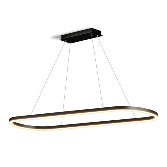 Modern Minimalist Oval Pendant Light Adjustable LED Chandelier Black 7