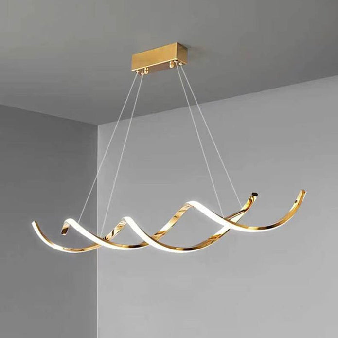120cm Modern Minimalist Titanium Gold Pendant Light Adjustable LED Chandelier 1