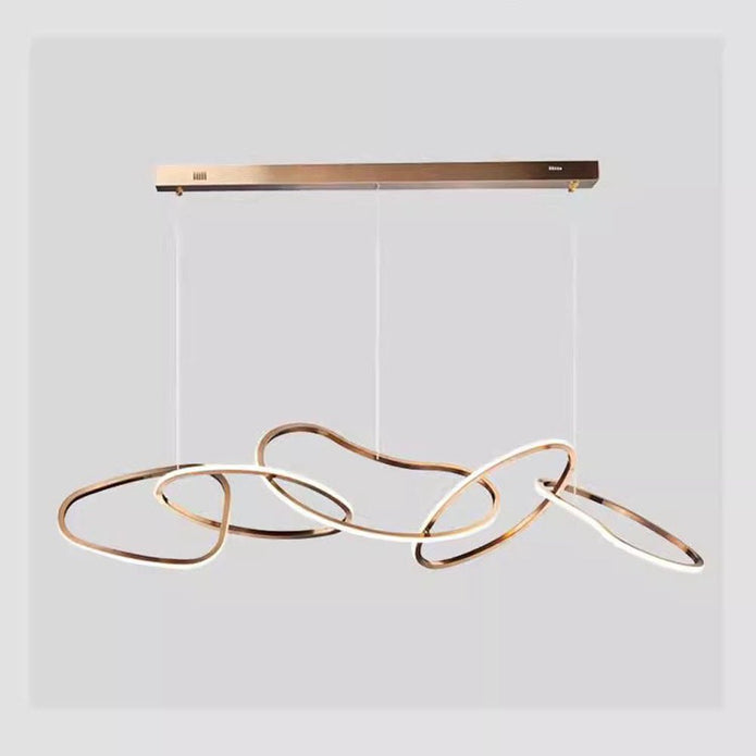 Nordic Minimalist Rose Gold LED Pendant Light Adjustable Modern Ring Chandelier 120cm 5