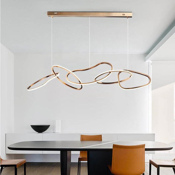 Nordic Minimalist Rose Gold LED Pendant Light Adjustable Modern Ring Chandelier 150cm 4