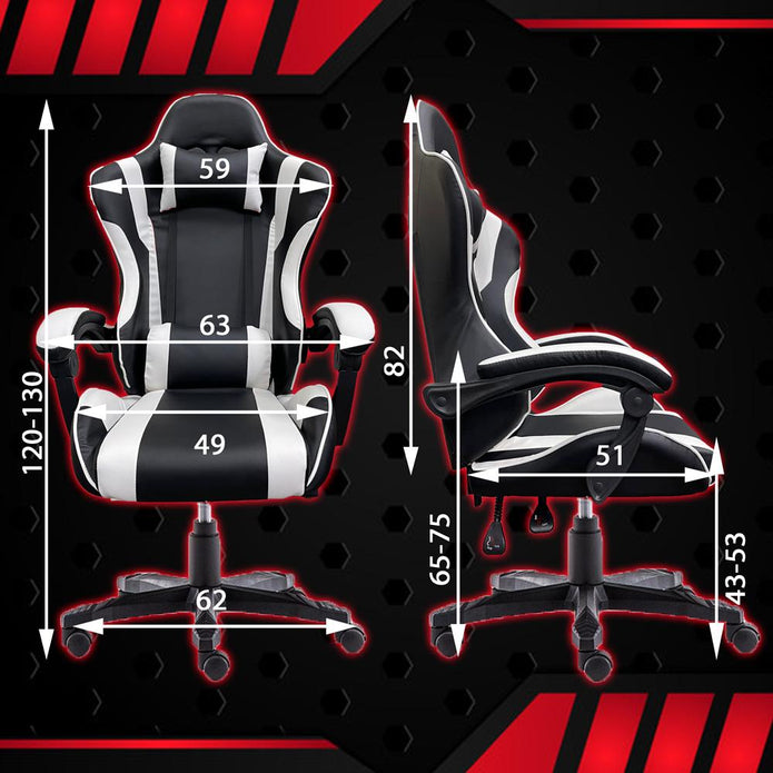 Gaming Chair Office Computer Seating Racing PU Executive Racer Recliner Large Black Red 6