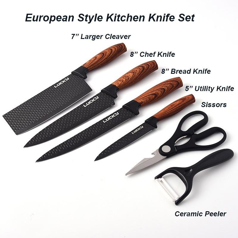 6 pieces Kitchen Knife Set Everich Chef Knives Stainless Steel Nonstick Scissor 3