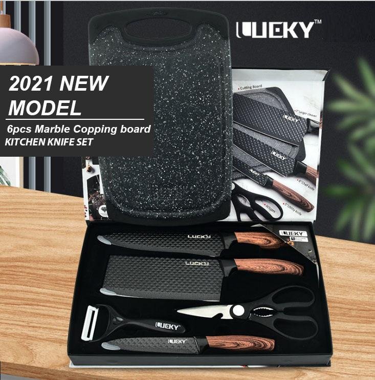 6 pieces Kitchen Knife Set Everich Chef Knives Stainless Steel Nonstick Scissor Cutting Board 4