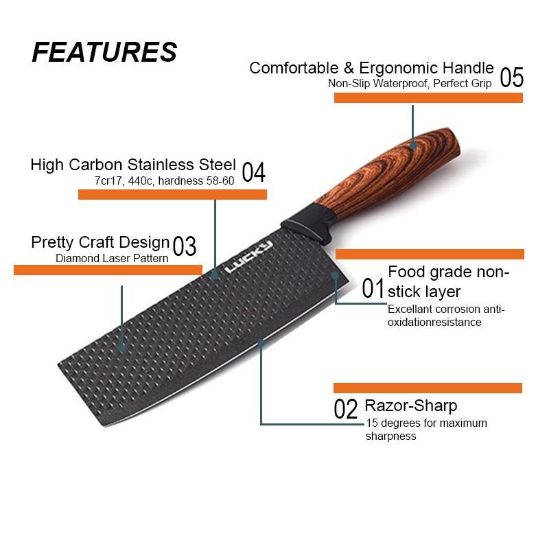 6 pieces Kitchen Knife Set Everich Chef Knives Stainless Steel Nonstick Scissor Cutting Board 6