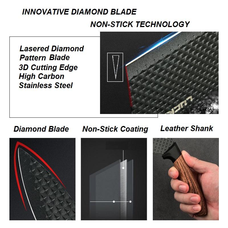 6 pieces Kitchen Knife Set Everich Chef Knives Stainless Steel Nonstick Scissor Cutting Board 8