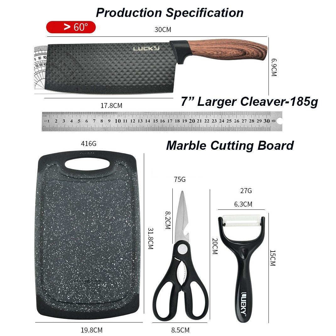 6 pieces Kitchen Knife Set Everich Chef Knives Stainless Steel Nonstick Scissor Cutting Board 9