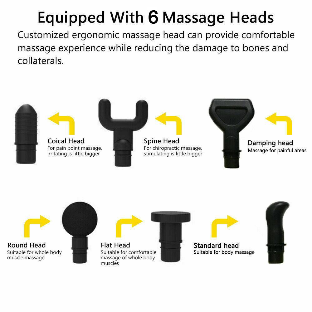 POWERFUL 6 Heads LCD Massage Gun Percussion Vibration Muscle Therapy Deep Tissue Carbon Friber 4