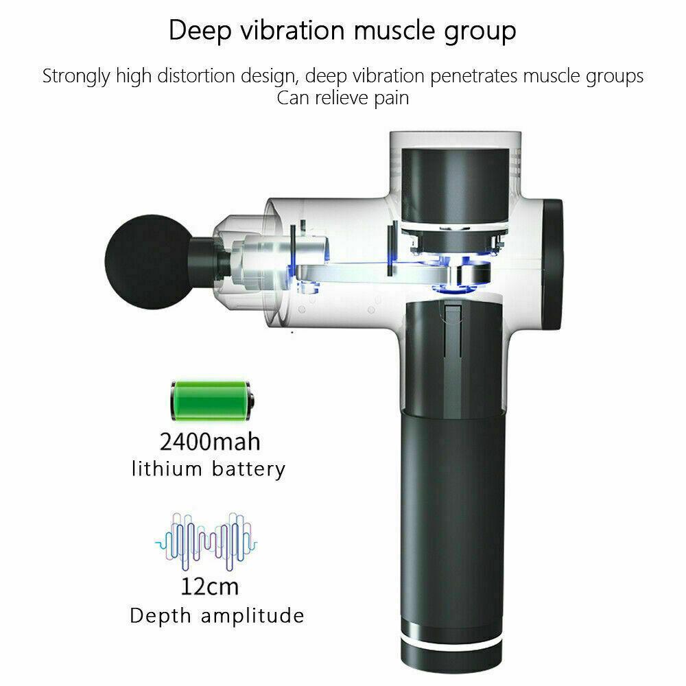 POWERFUL 6 Heads LCD Massage Gun Percussion Vibration Muscle Therapy Deep Tissue Carbon Friber 6