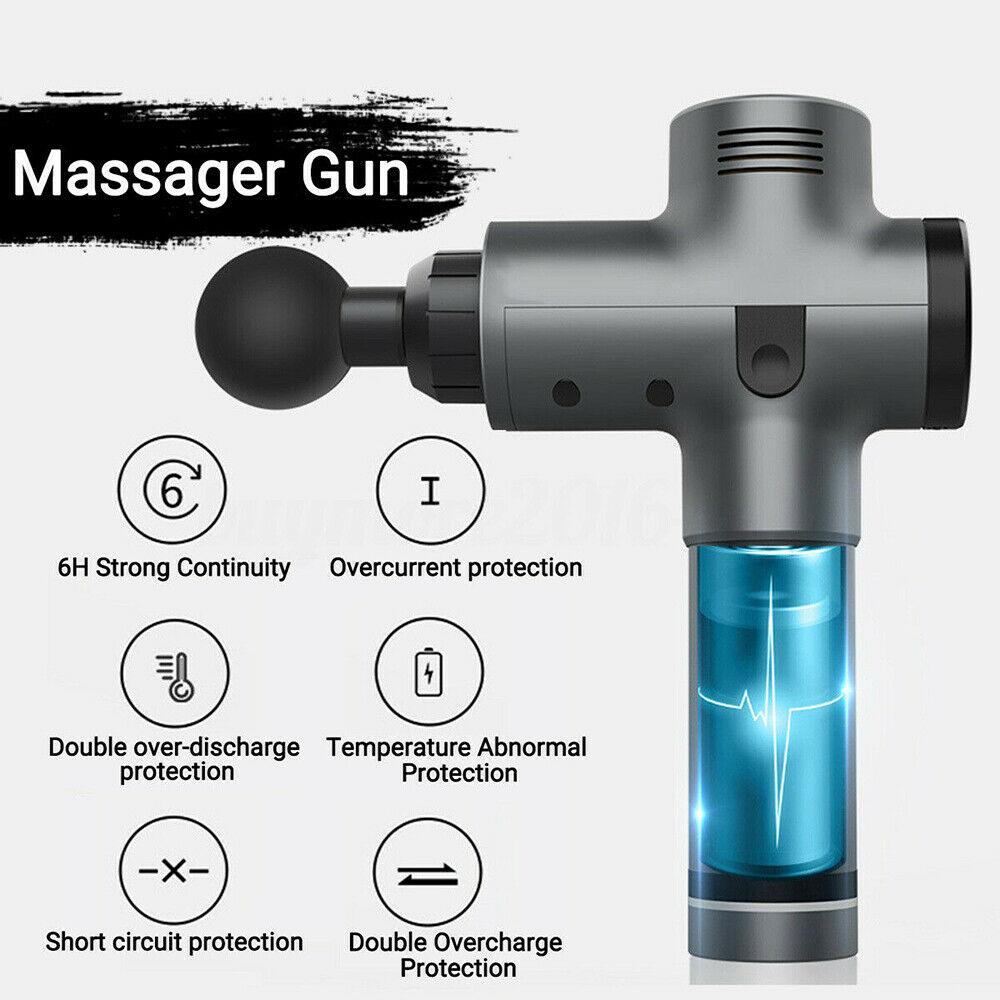 POWERFUL 6 Heads LCD Massage Gun Percussion Vibration Muscle Therapy Deep Tissue Carbon Friber 11