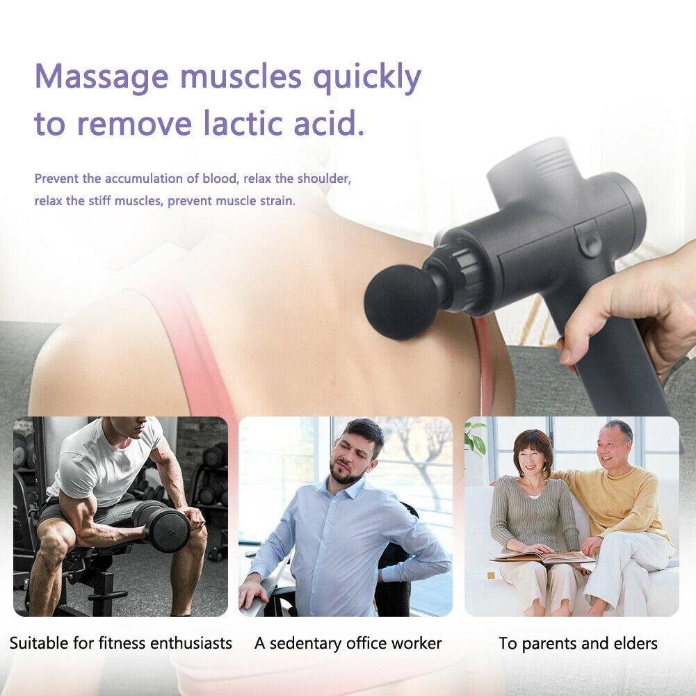 POWERFUL 6 Heads LCD Massage Gun Percussion Vibration Muscle Therapy Deep Tissue Carbon Friber 13