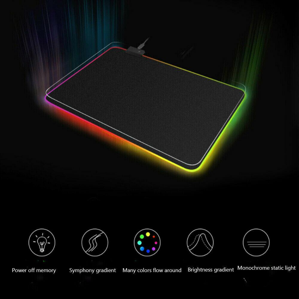 LED Gaming Mouse Pad Large RGB Extended Mousepad Keyboard Desk Anti-slip Mat 5