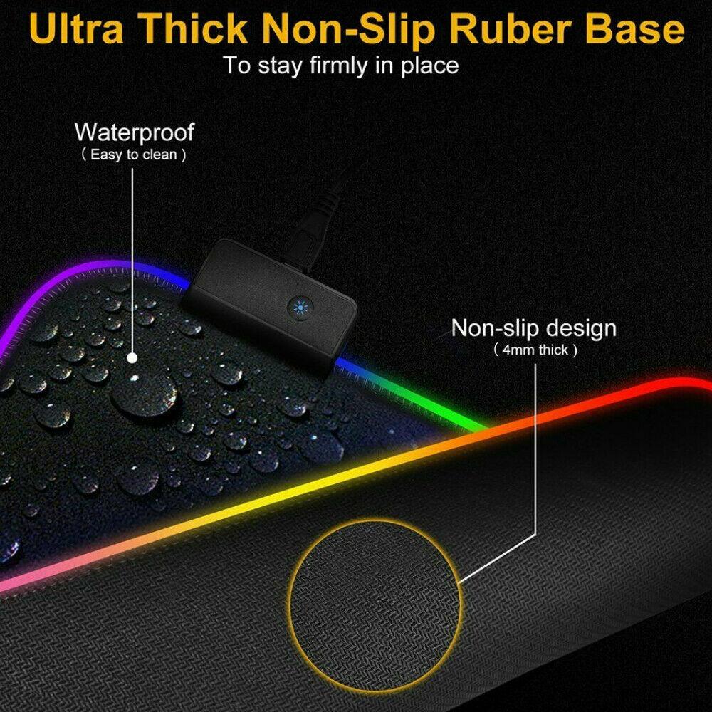 LED Gaming Mouse Pad Large RGB Extended Mousepad Keyboard Desk Anti-slip Mat 8
