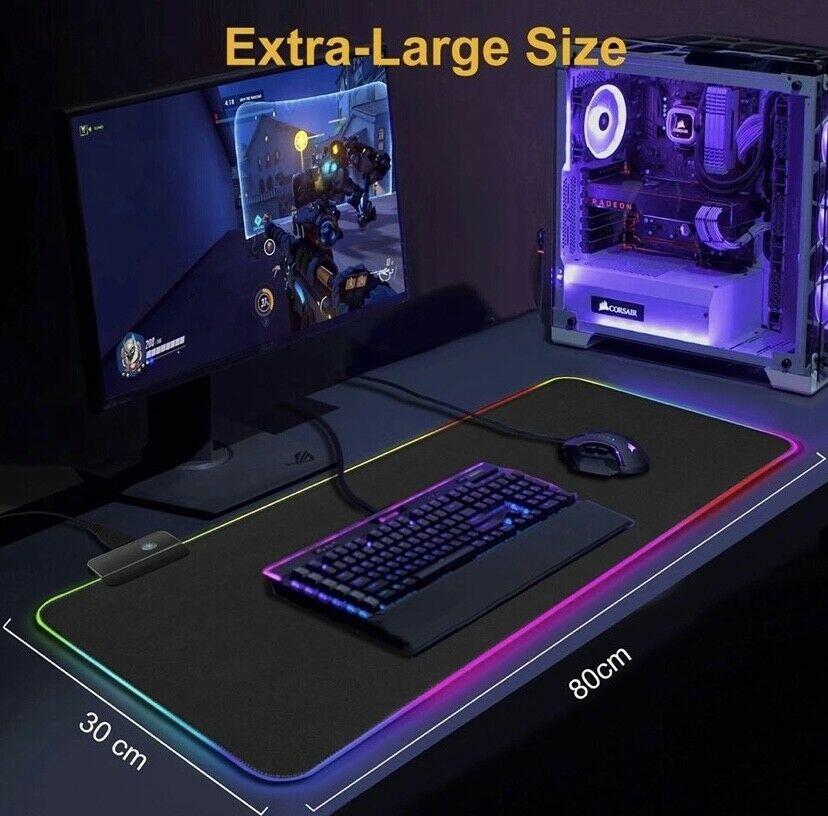 LED Gaming Mouse Pad Large RGB Extended Mousepad Keyboard Desk Anti-slip Mat 10