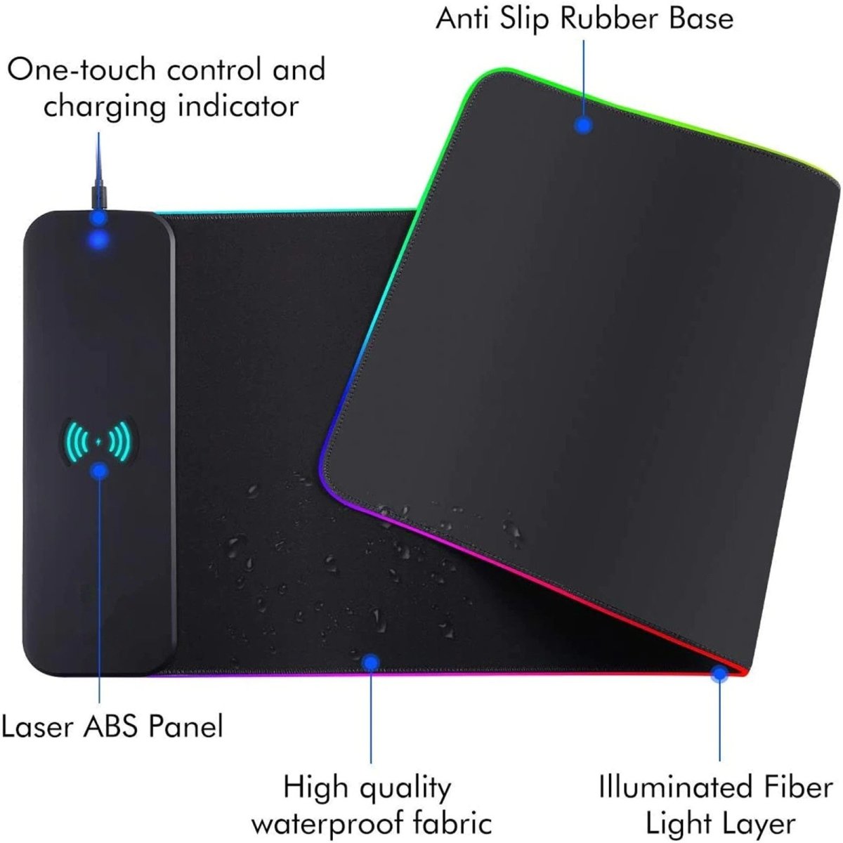 RGB Wireless 15W Oversized Charger Mouse Pad 800x300 MM Gaming Mouse Pad 3