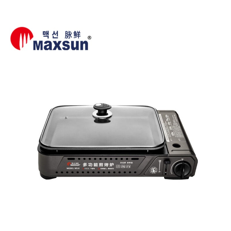 Portable Gas Burner Stove with Inset Non Stick Cooking Pan Cooker Butane Camping 60mm Deep Pan 5