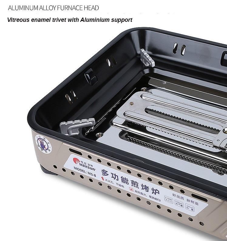 Portable Gas Burner Stove with Inset Non Stick Cooking Pan Cooker Butane Camping 60mm Deep Pan 3