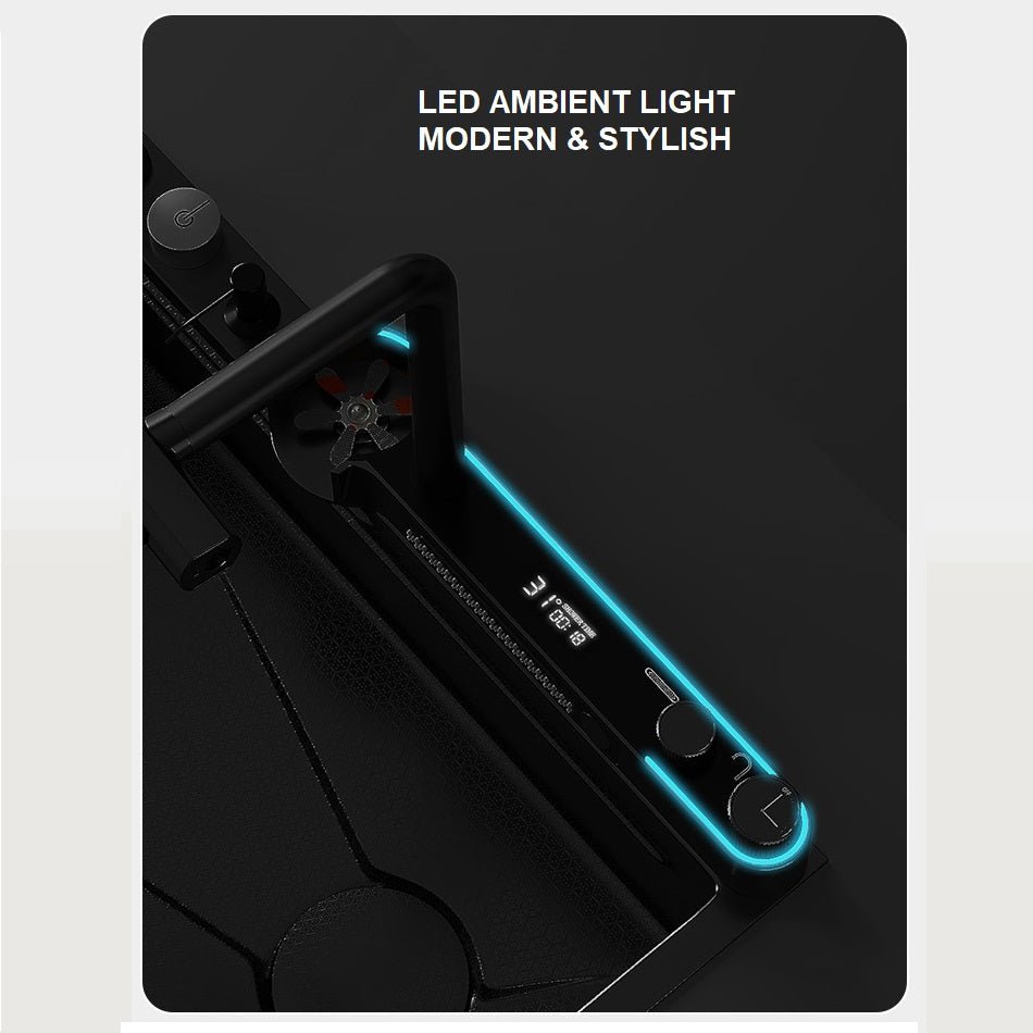 2024 Integrated Waterfall Kitchen Sink Honeycomb Technology Large Digitial Display Stainless Steel Water Filter Cup Washer 5