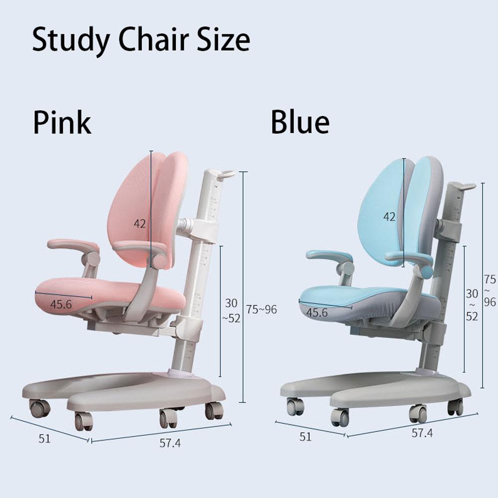 Solid Rubber Wood Height Adjustable Children Kids Ergonomic Study Chair Pink Only AU 7