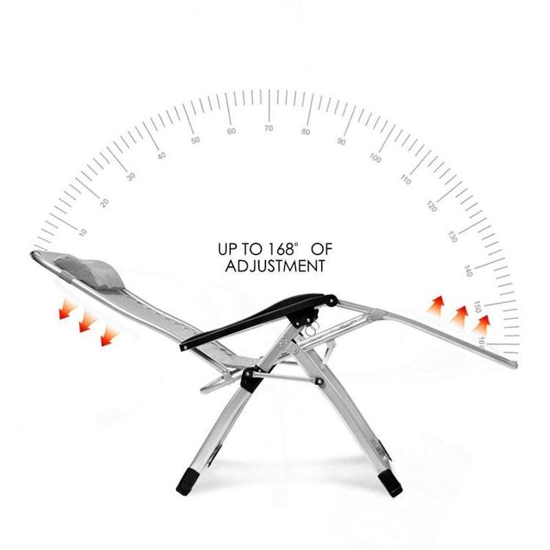 Kingsize Outdoor Folding Reclining Garden Beach Chair Sun Lounger Deck Recliner Silver Color 4