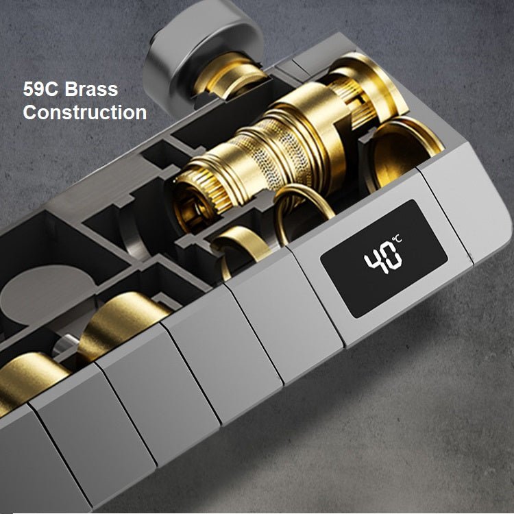 Geobella S31 Luxury Shower System Hot Cold Mixer Shower Set Bathroom Thermostatic SPA Rainfall Bath Tap Bathtub Wall Mount LED Digital Faucet 7