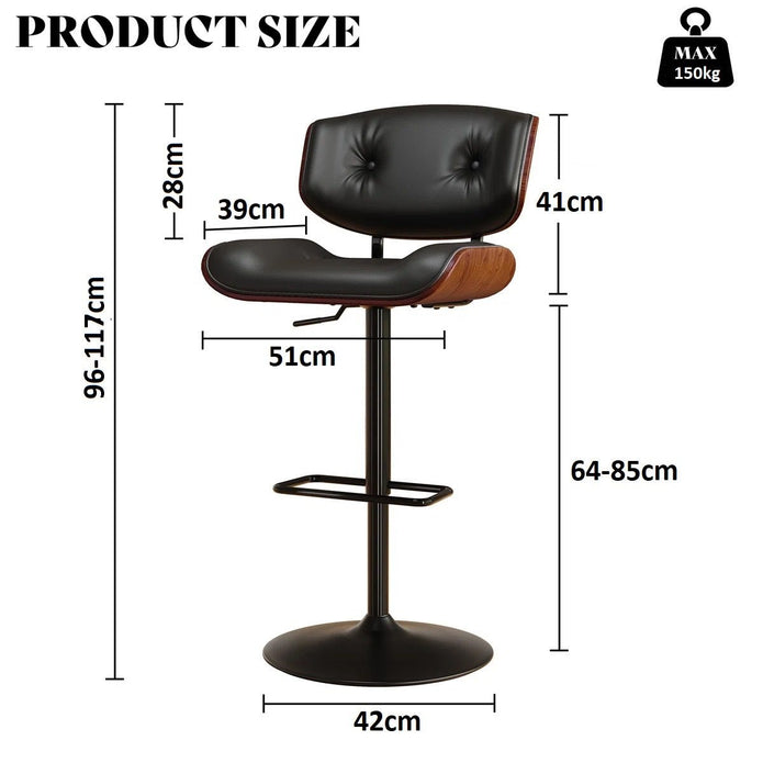SERENITà European Wooden Black Modern Bar Stools Swivel Bar Stool Chair Counter Height Bar(Black)stool with 360 Degree Swivel Seat 7