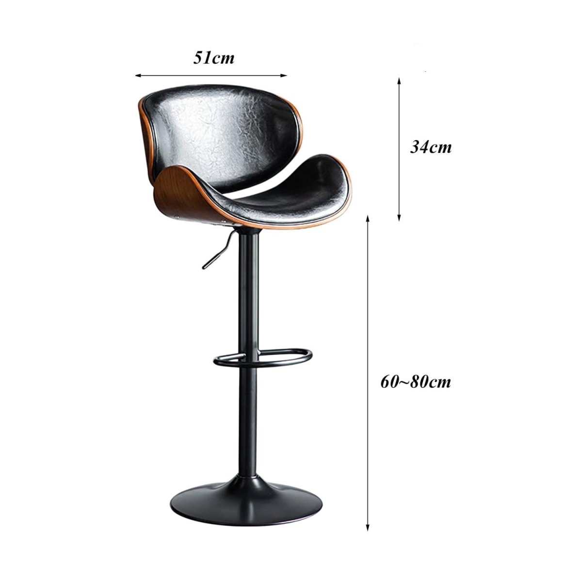 SERENITà European Black Modern Bar Stools Swivel Bar Stool Chair Counter Height Barstool with 360 Degree Swivel Seat 5