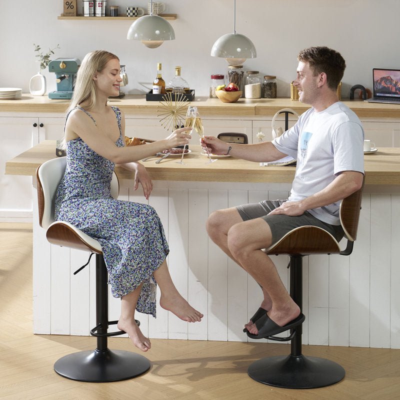 SERENITà European White Modern Bar Stools Swivel Bar Stool Chair Counter Height Barstool with 360 Degree Swivel Seat 4