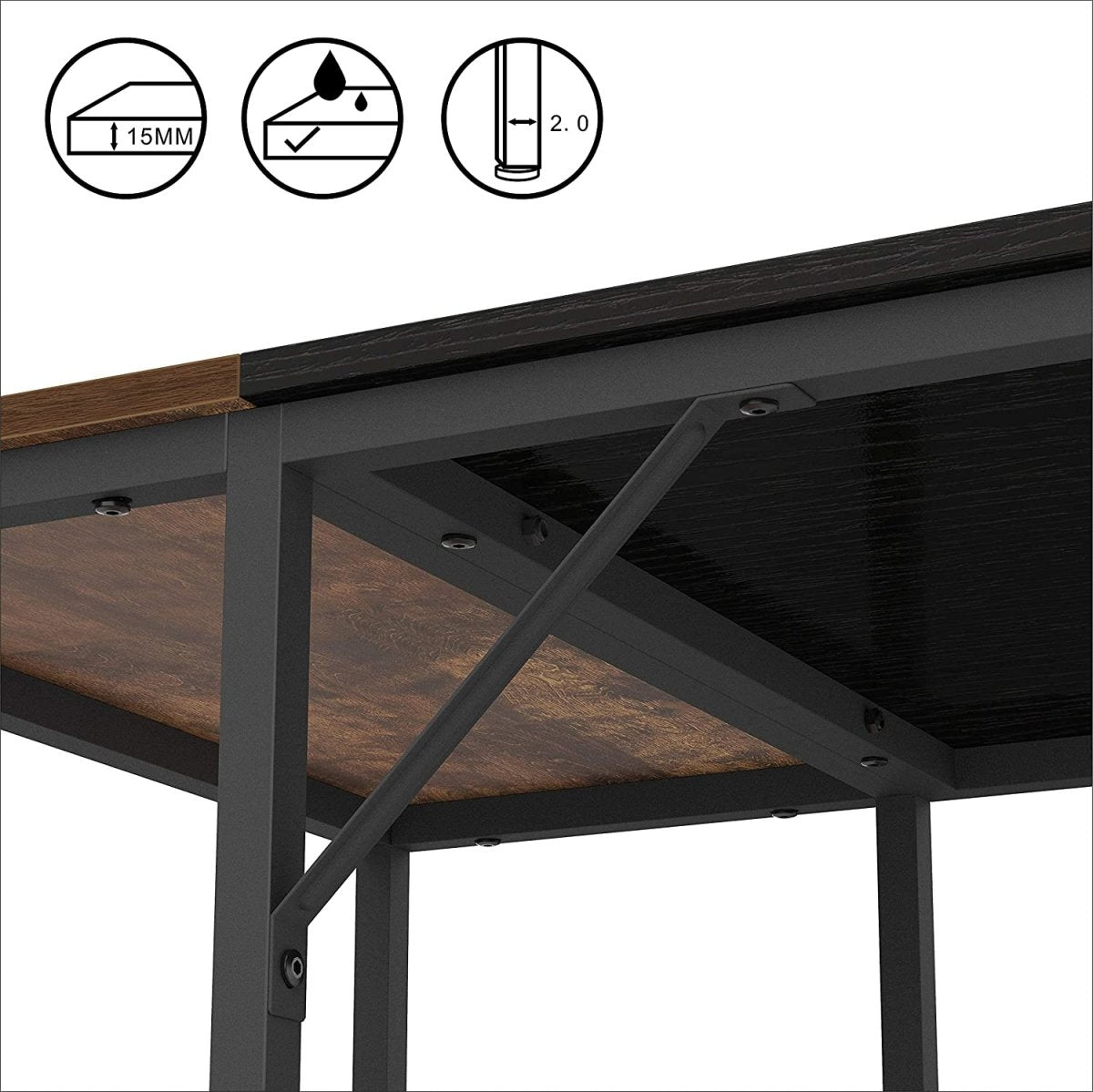 Computer Table Desk Book Storage Student Study Home Office Workstation Vintage Oak Finish 5