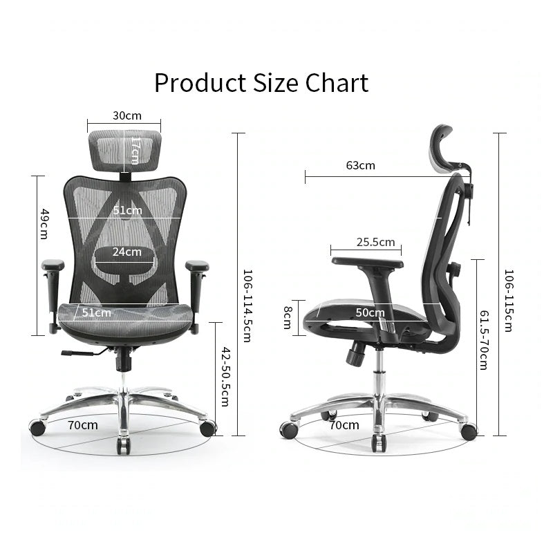 Sihoo M57 Ergonomic Office Chair, Computer Chair Desk Chair High Back Chair Breathable,3D Armrest and Lumbar Support Grey without Footrest 3
